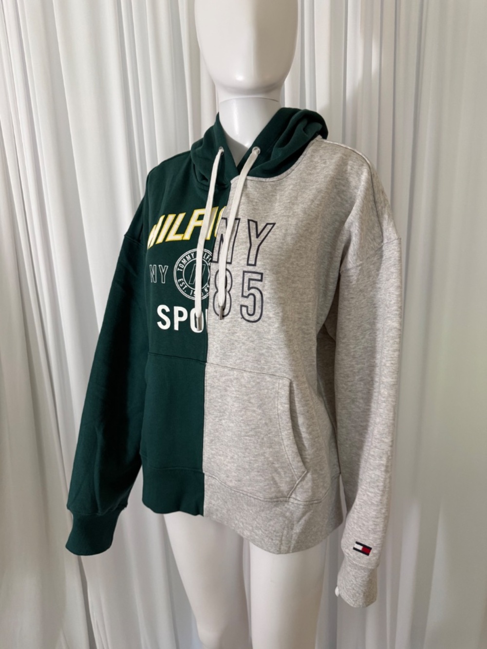Tommy Hilfiger Sport Colorblock Hoodie Sweatshirt Green Gray XL NWOT - Picture 8 of 16